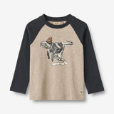 Wheat Main T-Shirt L/S Rolf Jersey Tops and T-Shirts 0072 gravel melange