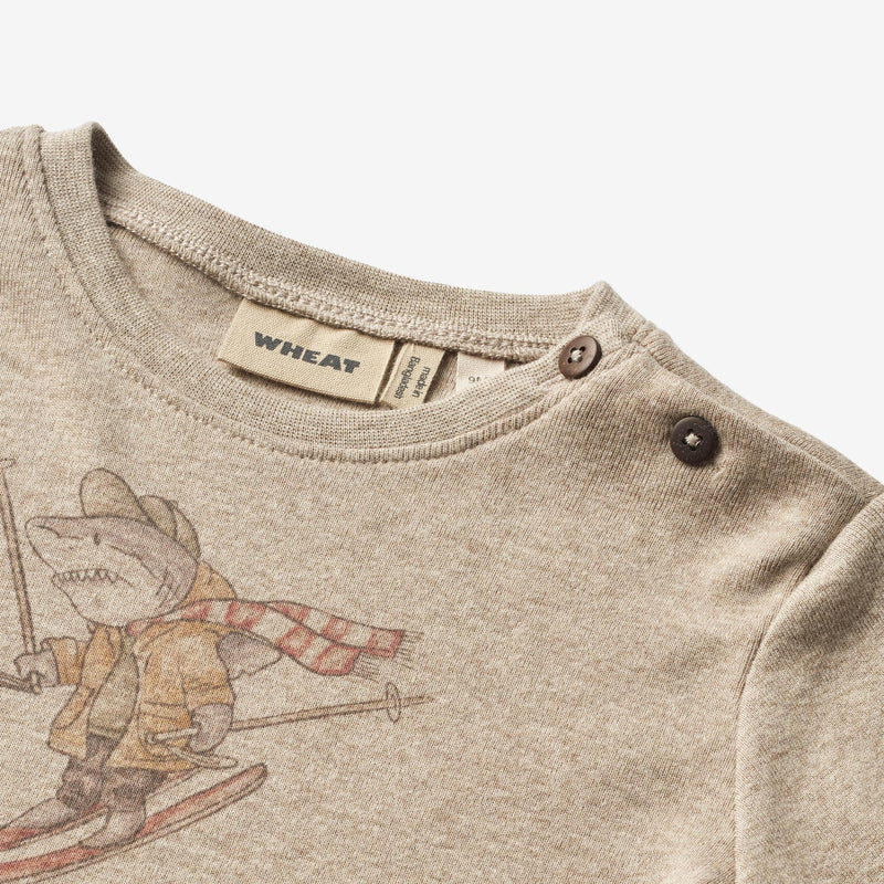 Wheat Main T-Shirt L/S Sebastian Jersey Tops and T-Shirts 0072 gravel melange