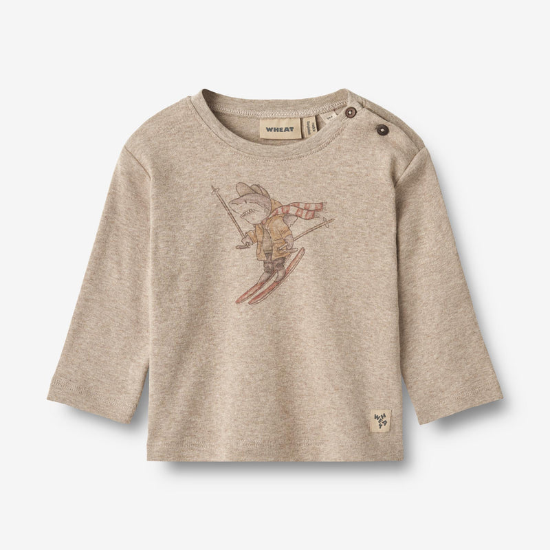 Wheat Main T-Shirt L/S Sebastian Jersey Tops and T-Shirts 0072 gravel melange