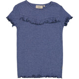 Wheat Main T-Shirt Rib Ruffle SS Jersey Tops and T-Shirts 1076 blue melange