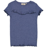 Wheat T-Shirt Rib Ruffle SS Jersey Tops and T-Shirts 1076 blue melange