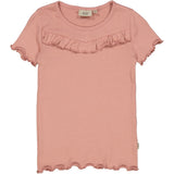 Wheat Main T-Shirt Rib Ruffle SS Jersey Tops and T-Shirts 2024 rosie