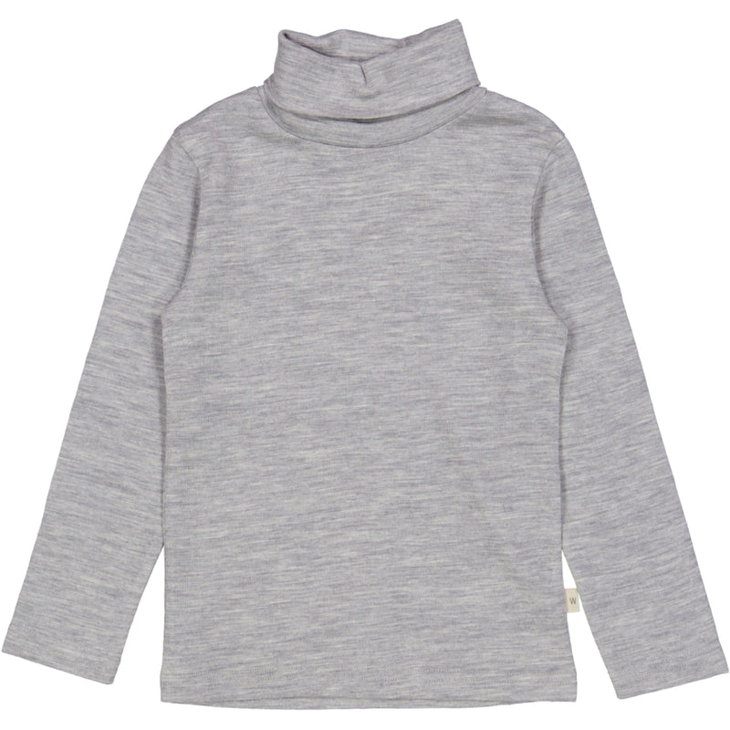 Wheat Wool T-Shirt Roll Neck Wool Jersey Tops and T-Shirts 0224 melange grey