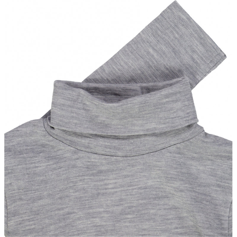 Wheat Wool T-Shirt Roll Neck Wool Jersey Tops and T-Shirts 0224 melange grey