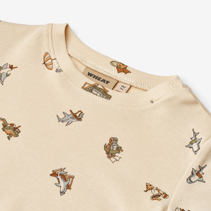 Wheat Main T-Shirt S/S Mikkel Jersey Tops and T-Shirts 9413 beach friends