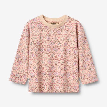 Wheat Main T-shirt L/S Dixie T-Shirt 9876 magenta heart flowers