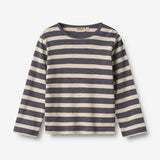 Wheat Main T-shirt L/S Milo T-Shirt 1309 greyblue stripe