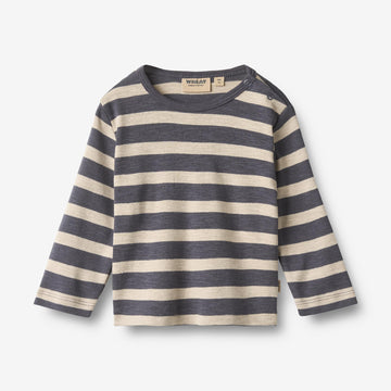 Wheat Main T-shirt L/S Milo T-Shirt 1309 greyblue stripe