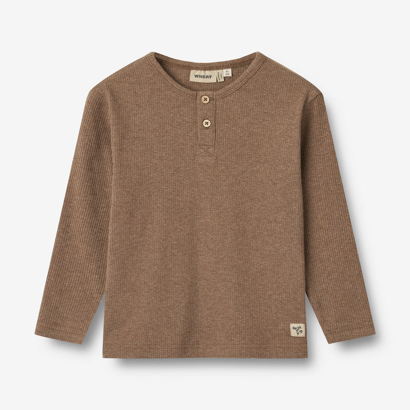 Wheat Main T-shirt L/S Morris Jersey Tops and T-Shirts 9549 coffee melange