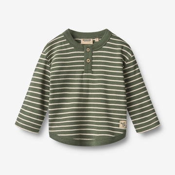 Wheat Main T-shirt L/S Osvald T-Shirt 4076 dark green stripe