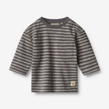 Wheat Main T-shirt L/S Ross T-Shirt 9016 dark charcoal stripe
