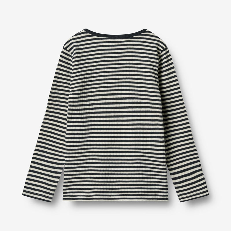 Wheat Main T-shirt L/S Stig Jersey Tops and T-Shirts 9432 navy rib stripe