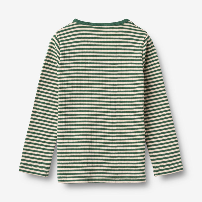 Wheat Main T-shirt L/S Stig T-Shirt 4142 green stripe