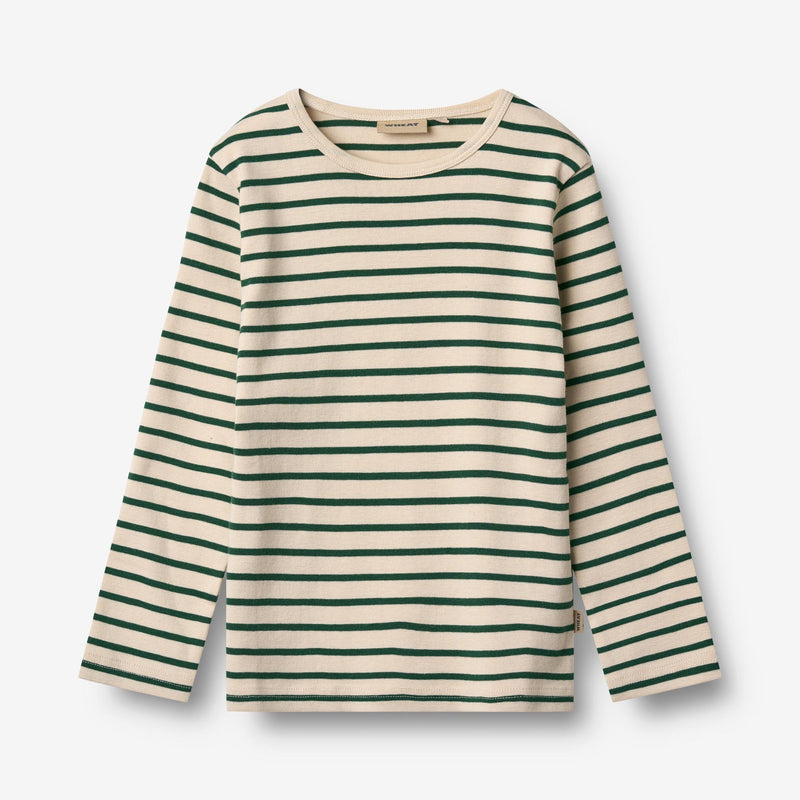Wheat Main T-shirt L/S Stig T-Shirt 4142 green stripe