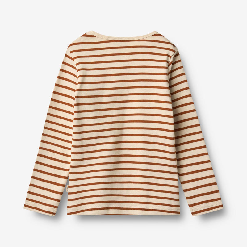 Wheat Main T-shirt L/S Stig T-Shirt 9447 warm caramel stripe