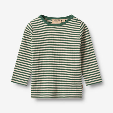 Wheat Main T-shirt L/S Stig T-Shirt 4142 green stripe