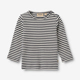 Wheat Main T-shirt L/S Stig T-Shirt 9432 navy rib stripe