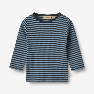 Wheat Main T-shirt L/S Stig T-Shirt 9548 bright blue stripe