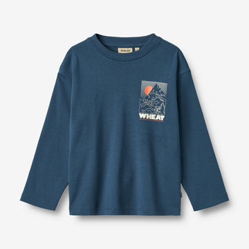 Wheat Main T-shirt L/S print Dixie Jersey Tops and T-Shirts 1194 blue denim