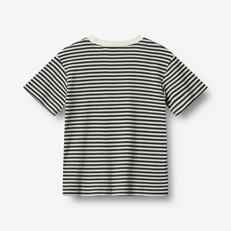 Wheat Main T-shirt S/S Fabian T-Shirt 9432 navy rib stripe