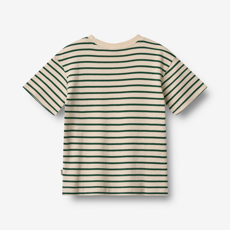 Wheat Main T-shirt S/S Fabian T-Shirt 4142 green stripe
