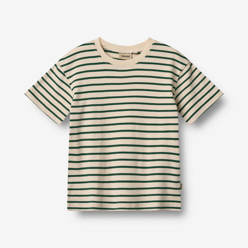 Wheat Main T-shirt S/S Fabian T-Shirt 4142 green stripe