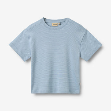 Wheat Main T-shirt S/S Tommy T-Shirt 9641 faded blue stripe