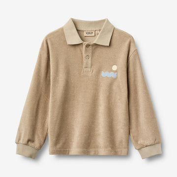 Wheat Main Terry Polo Shirt L/S Theodor Sweatshirt 9608 sand stone