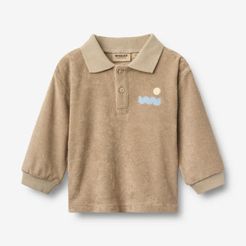 Wheat Main Terry Polo Shirt L/S Theodor Sweatshirt 9608 sand stone