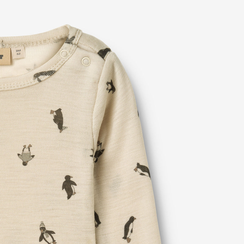 Wheat Wool Wool Body L/S Lucca Underwear/Bodies 9564 penguins