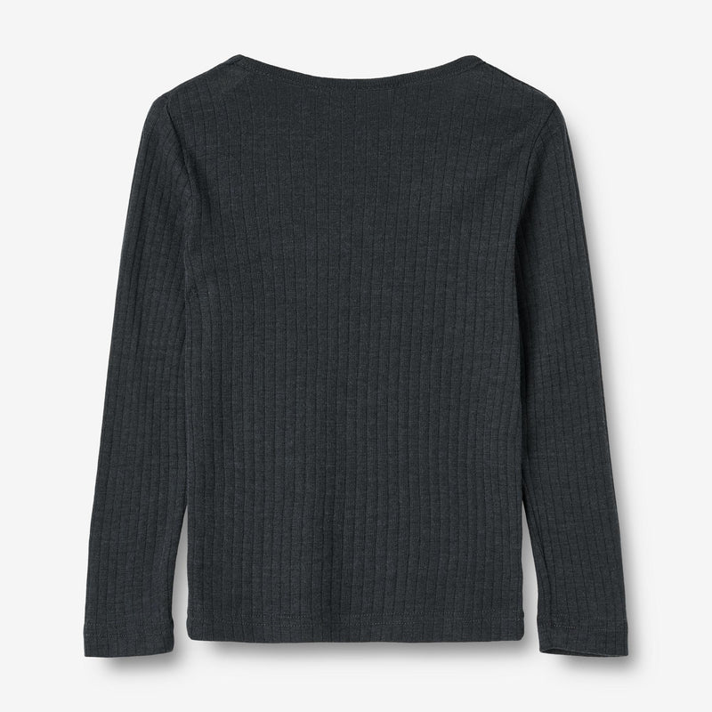 Wheat Wool Wool Silk t-shirt L/S Alfie Jersey Tops and T-Shirts 1432 navy