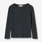 Wheat Wool Wool Silk t-shirt L/S Alfie Jersey Tops and T-Shirts 1432 navy