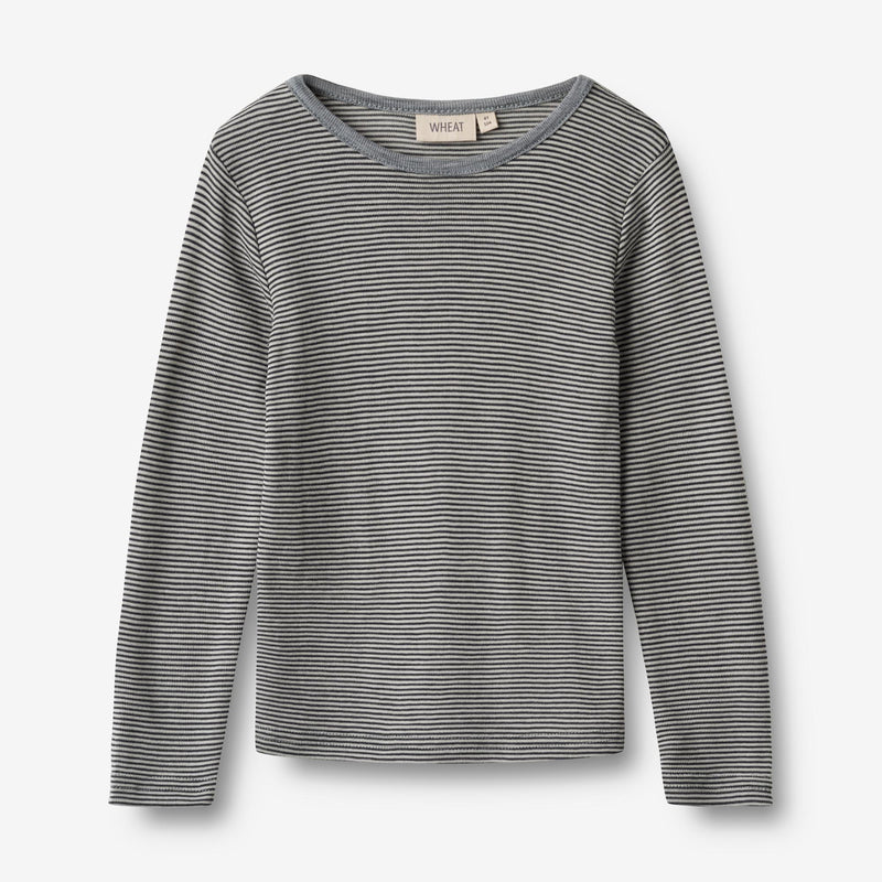 Wheat Wool Wool T-Shirt L/S Alfie Jersey Tops and T-Shirts 1433 navy stripe