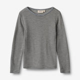Wheat SMU Wool T-Shirt L/S Alfie T-Shirt 1433 navy stripe