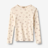 Wheat Main Wool T-Shirt L/S Alfie T-Shirt 3130 eggshell flowers
