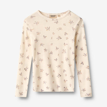 Wheat Main Wool T-Shirt L/S Alfie T-Shirt 3130 eggshell flowers