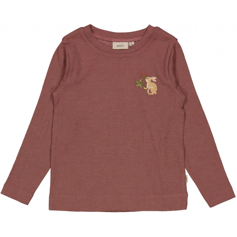 Wheat Wool T-Shirt Lucky Hare Embroidery Jersey Tops and T-Shirts 2110 rose brown