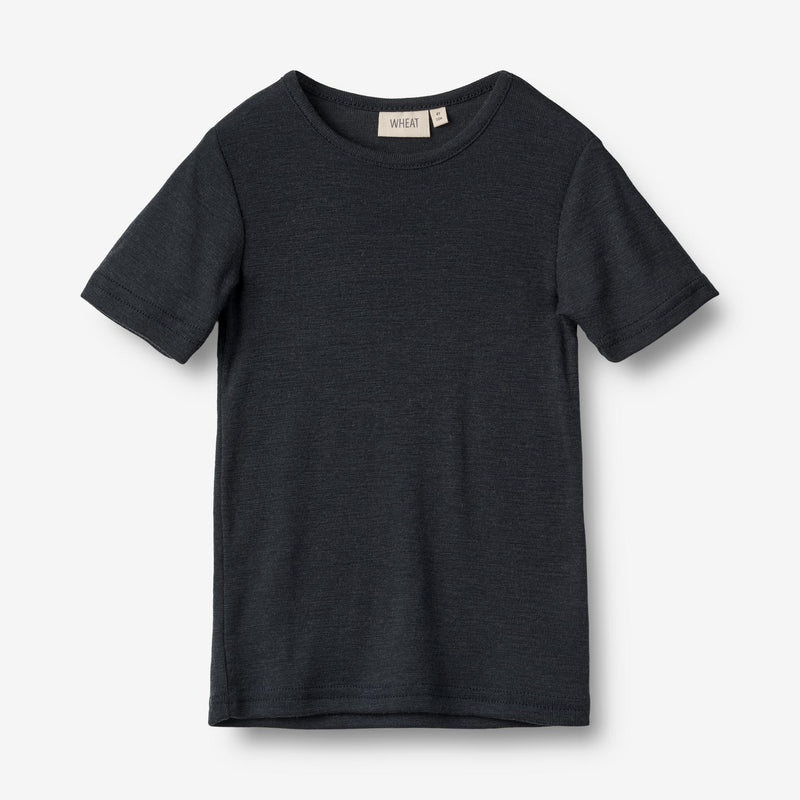 Wheat Wool Wool T-shirt S/S Seo Jersey Tops and T-Shirts 1432 navy
