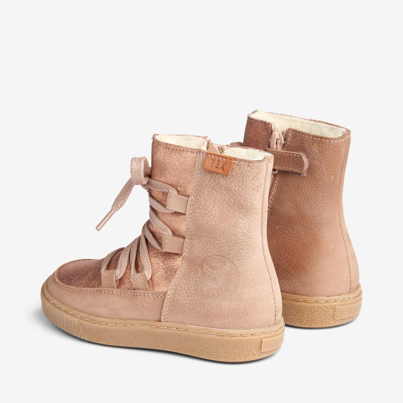 Wheat Footwear Woolie Tex Lace Shine Winter Footwear 2031 rose dawn